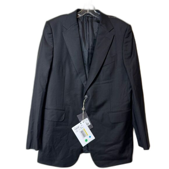 Dunhill Men’s 100% Wool Sport Coat Blazer Jacket Made in Spain Black sz 46R New! - Picture 1 of 14